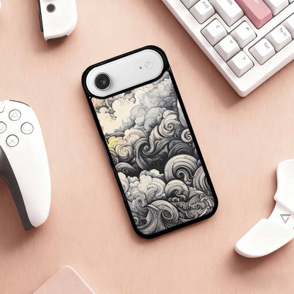 iPhone 17 Air Case — Tie Dye Swirls Black White Tie, Custom Print Case Cover