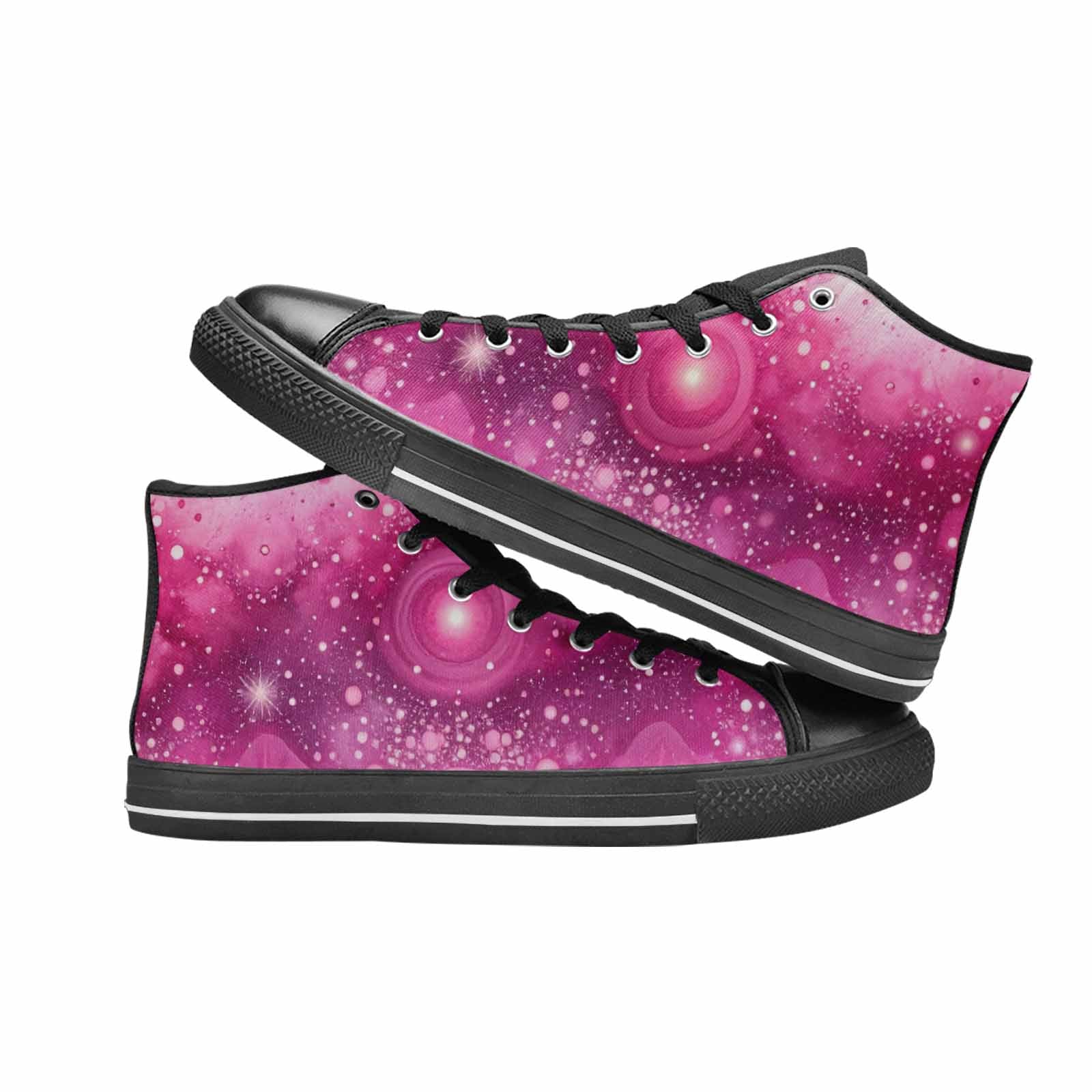 WOMEN'S Galaxy Art - High Top Canvas Vibrant Chaos Shoes