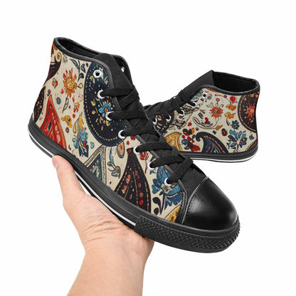WOMEN'S Paisley Bandana High Top Canvas Grunge Custom Sneakers