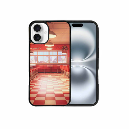iPhone 16 Plus Case — 1950s Diner Cartoon Art Pattern, Custom Printed Phone Case