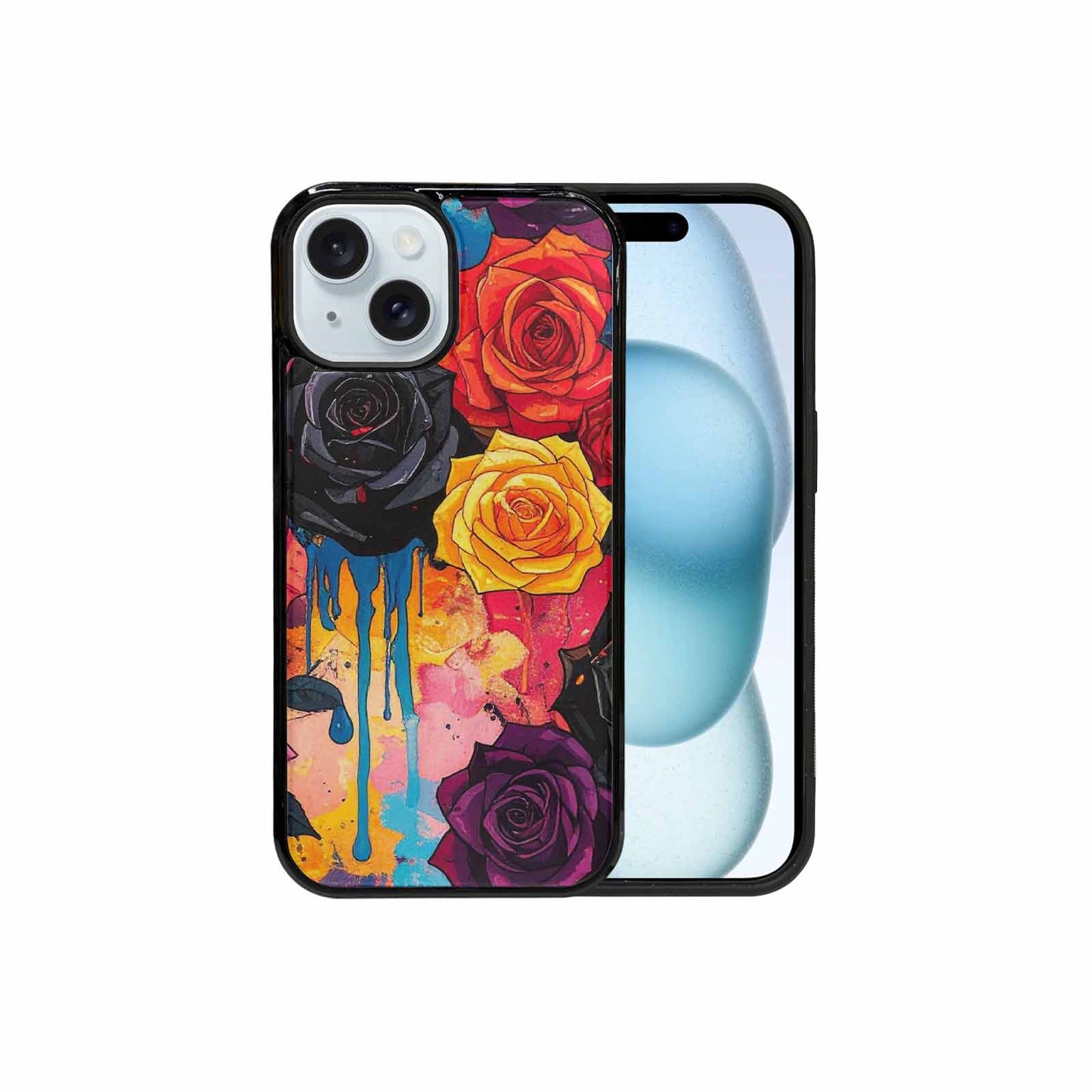 iPhone 15 Case — Gothic Rose Gothic Roses Pattern Hundreds, Custom Print Case Cover