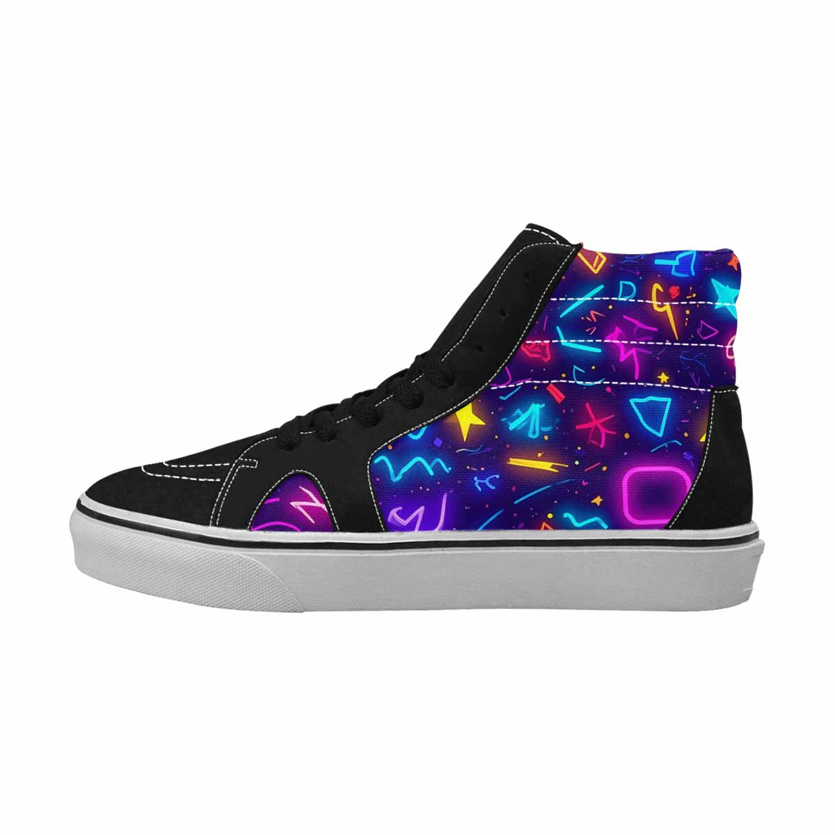 MEN'S 80s Retro Motif 80s High Top Canvas Wallpaper Art Sneakers