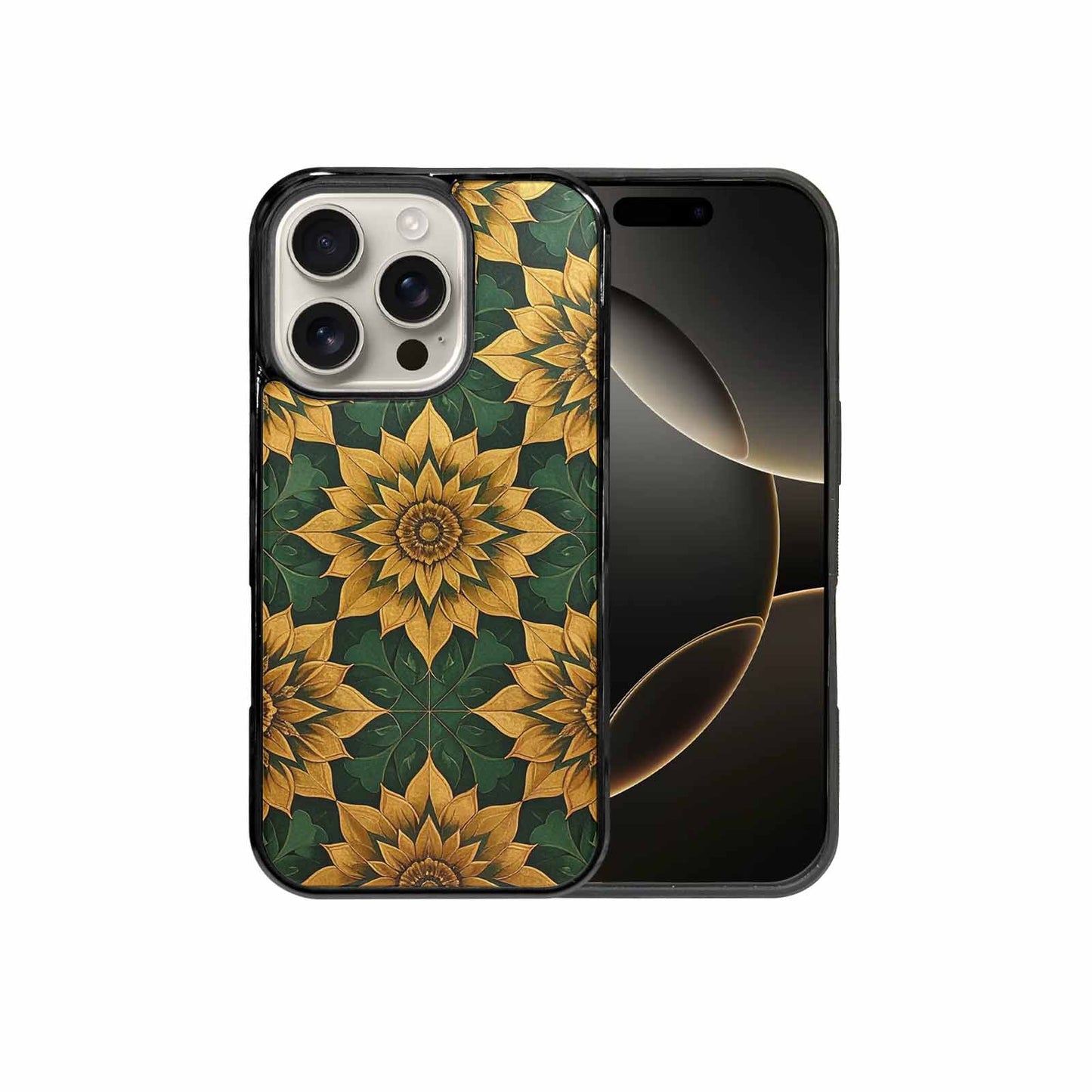iPhone 16 Pro Case — Sunflower Mandala Kaleidoscope Custom, Custom Print Case Cover