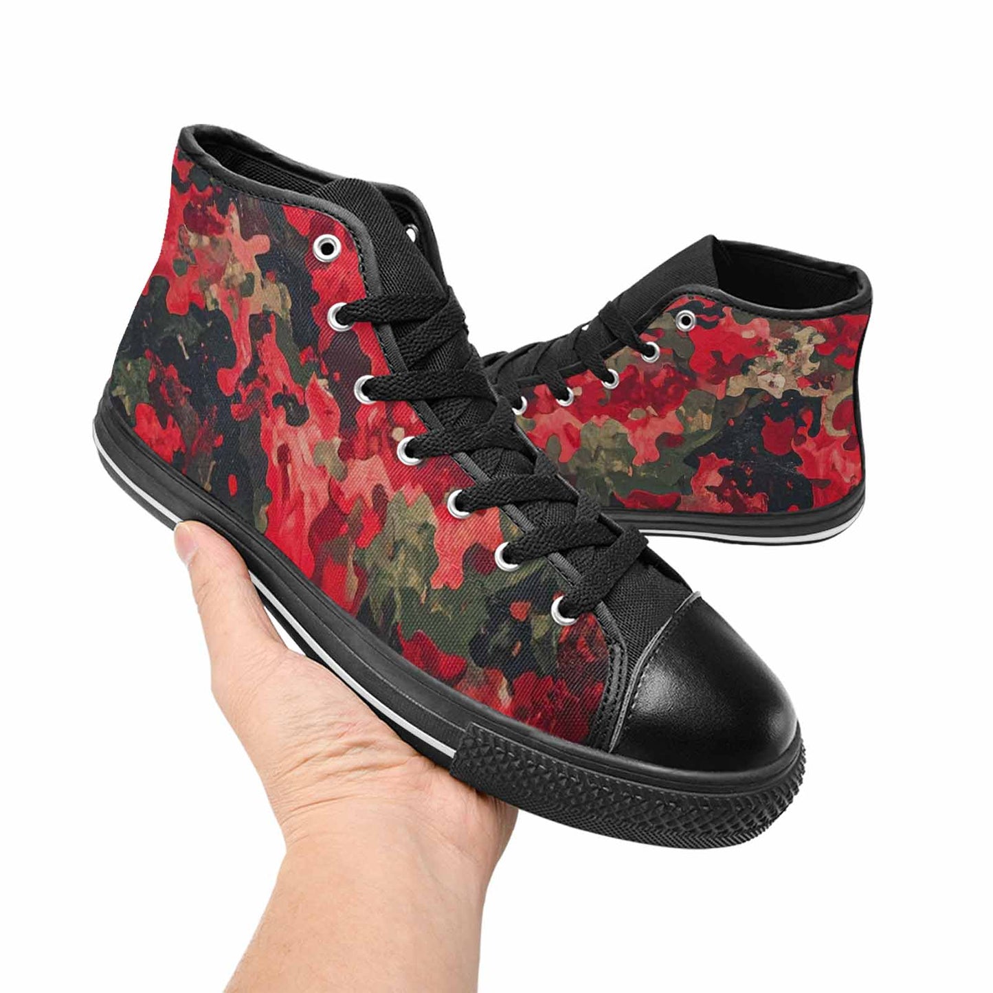 WOMEN'S Military Camouflage Blotch High Top Canvas Neon Fantasy Custom Shoes