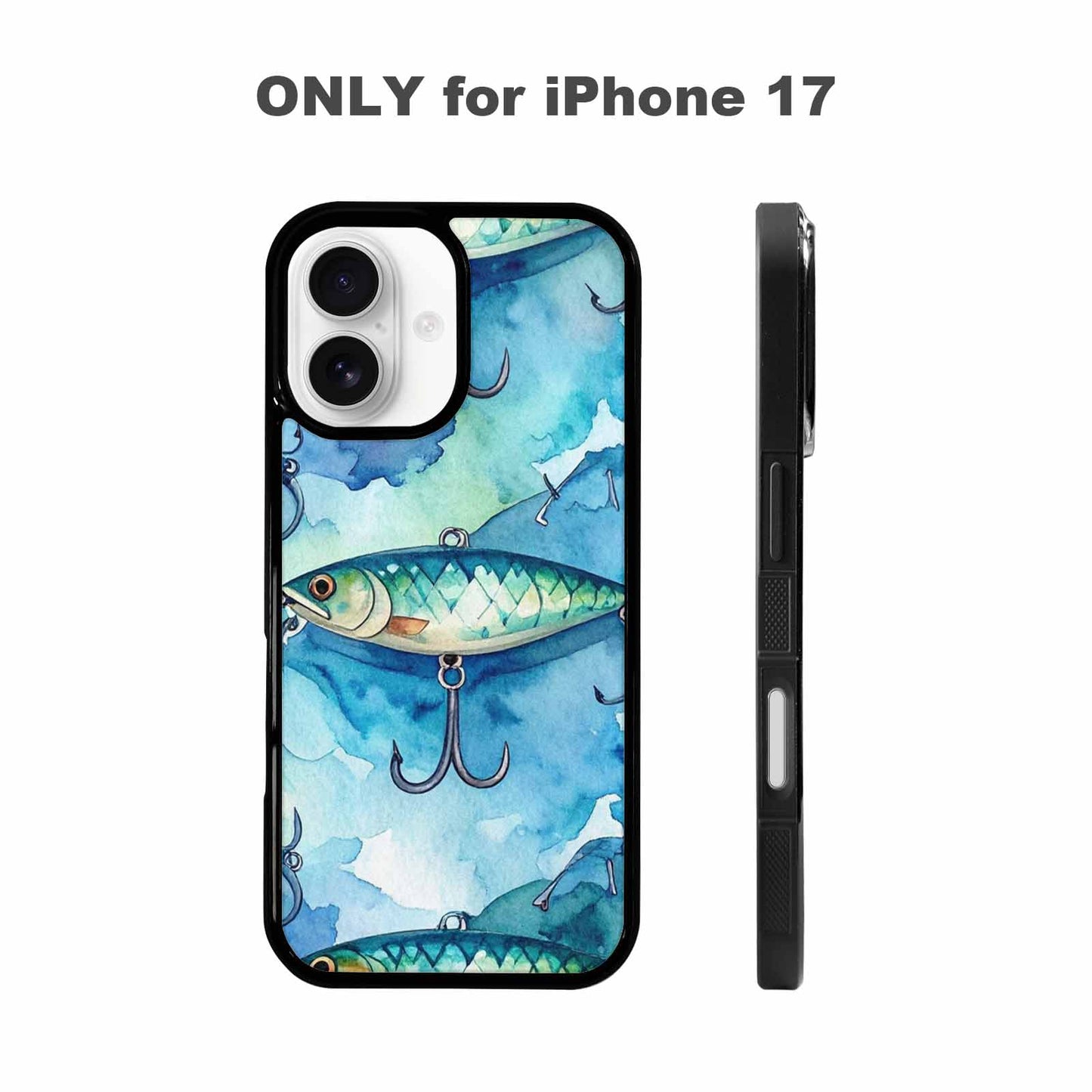 iPhone 17 Case — Fishing Lure And Hook Watercolor Abstract, Custom Art Phone Cover