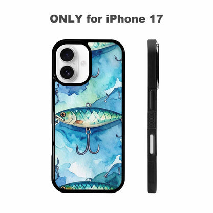 iPhone 17 Case — Fishing Lure And Hook Watercolor Abstract, Custom Art Phone Cover