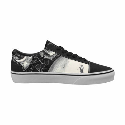 WOMEN'S Skulls Roses Pen Ink Canvas Lace-Up Surreal Custom Sneakers