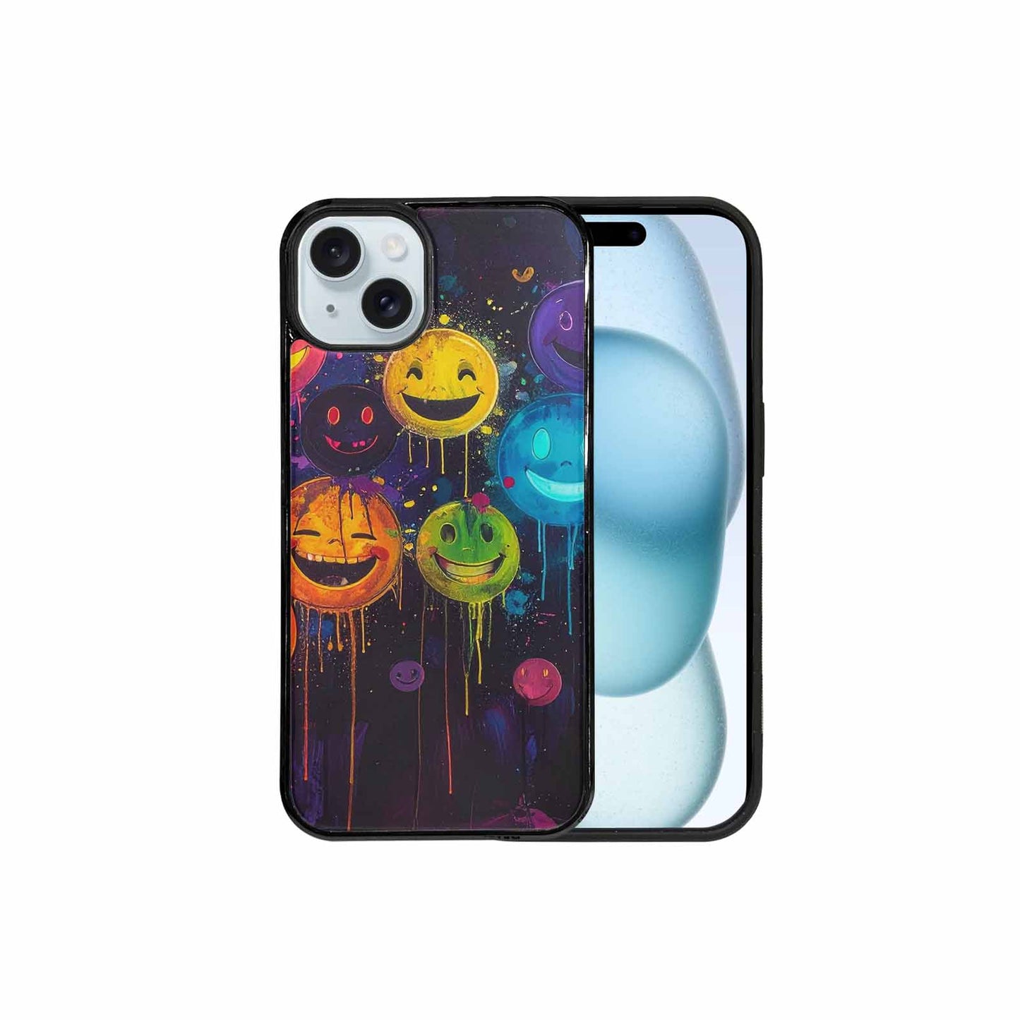 iPhone 15 Plus Case — Smiley Faces Glow Smiley Faces Pattern, Custom Designed Case Cover
