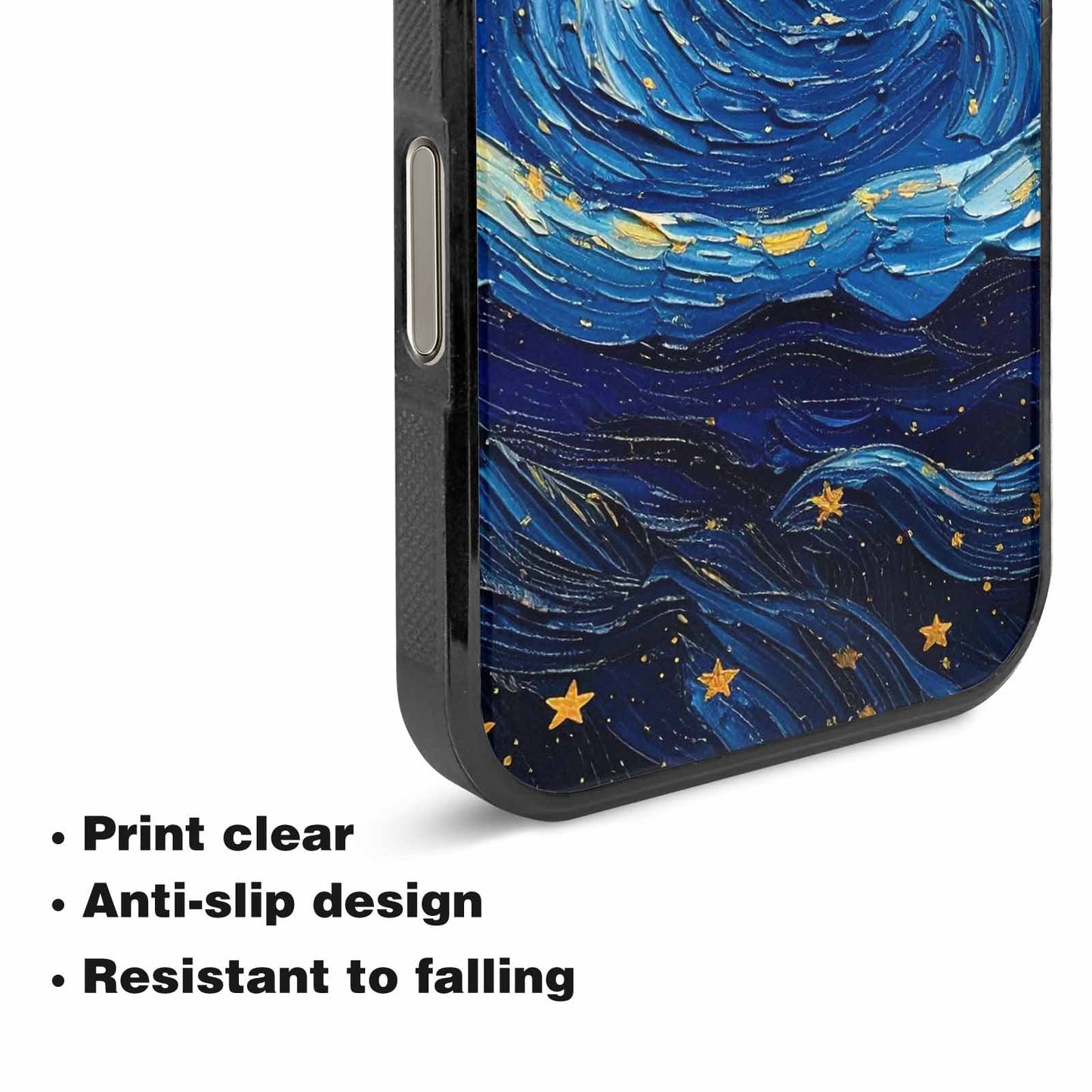 iPhone 16 Pro Case — Swirling Deep Blue Night Sky Filled, Custom Printed Phone Case