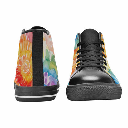 MEN'S Tie Dye Swirl High Top Canvas Wallpaper Art Custom Shoes