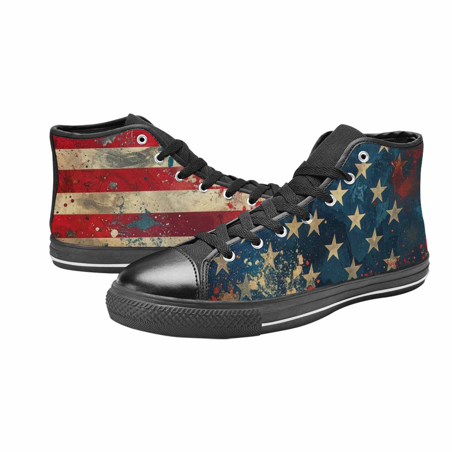MEN'S American Flag Stars High Top Canvas Neon Fantasy Shoes