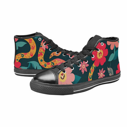 WOMEN'S Floral Snake Print High Top Canvas Aesthetic Sneakers