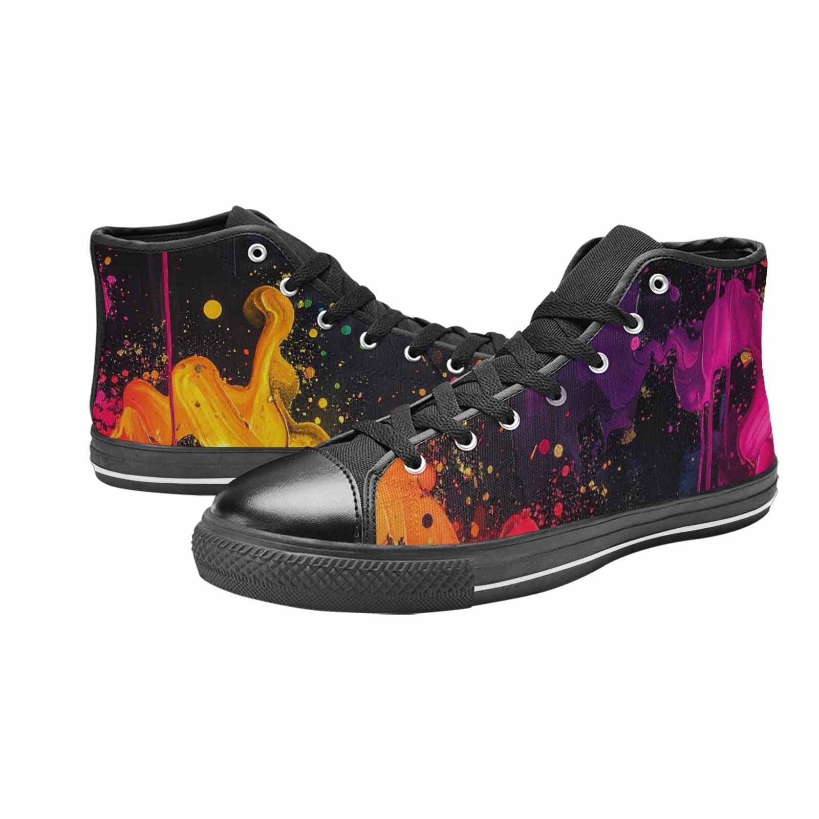MEN'S Paint Splatter High Top Canvas Neon Fantasy Sneakers