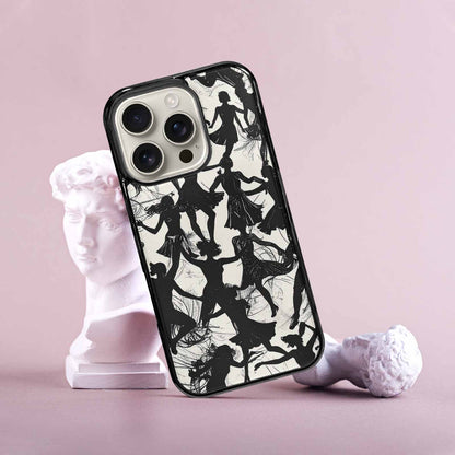 iPhone 16 Pro Case — Bold Dancing Figure Line Art Pattern, Custom Print Case Cover