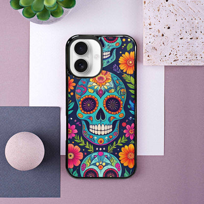 iPhone 16 Case — Rainbow Sugar Skull Weave 3 Personalized, Custom Print Case Cover