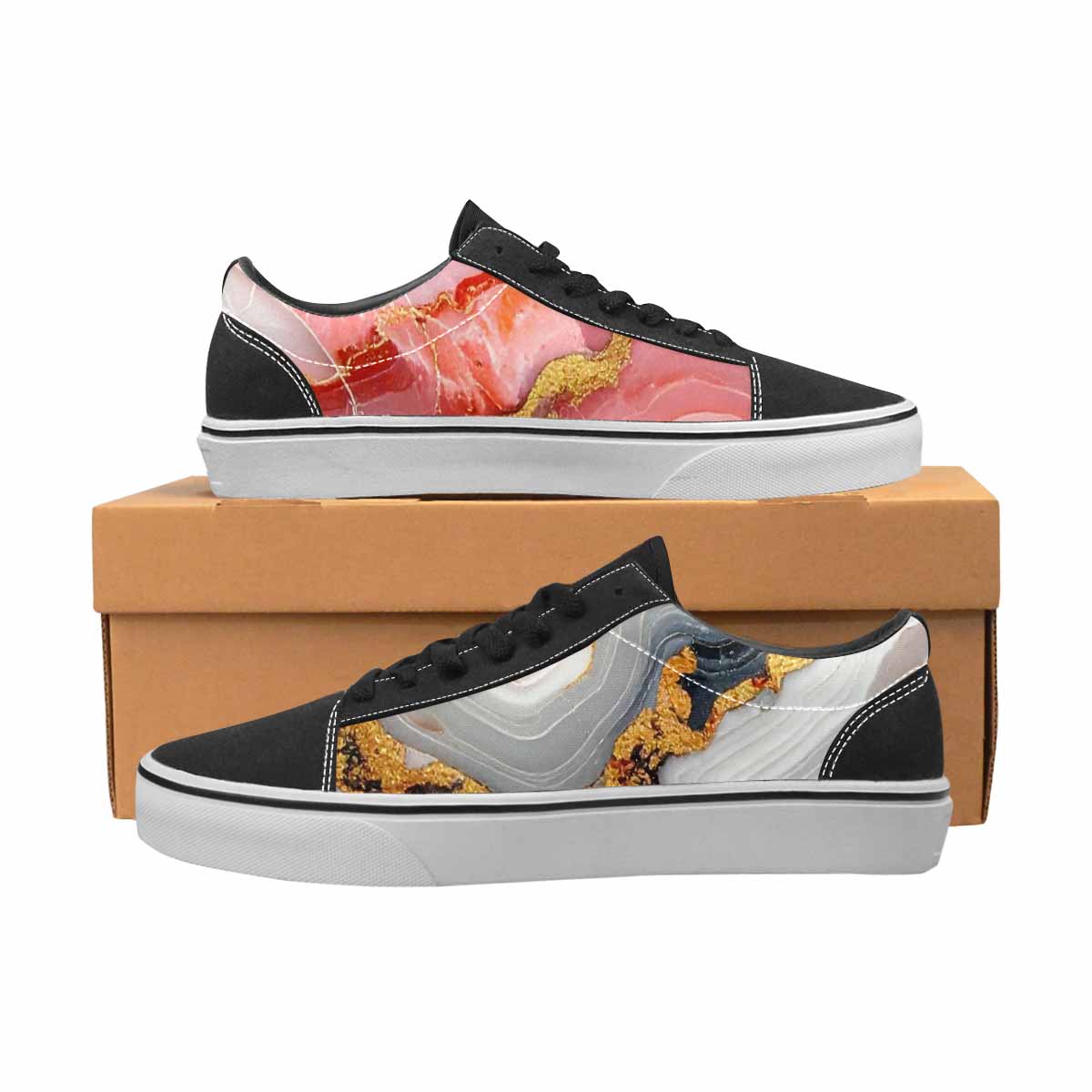 WOMEN'S Marble Vein Lace-Up Canvas Cottagecore Custom Sneakers