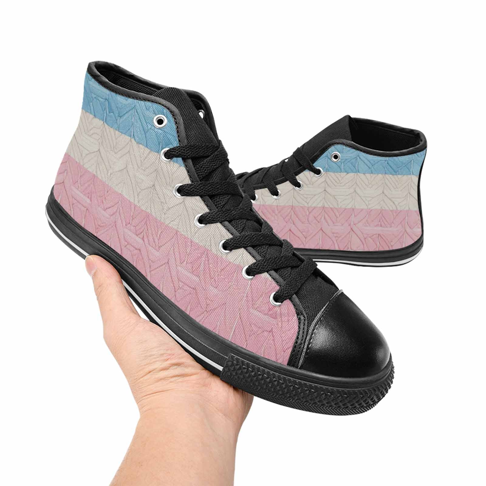 MEN'S Transgender Flag Color High Top Canvas Neon Fantasy Shoes
