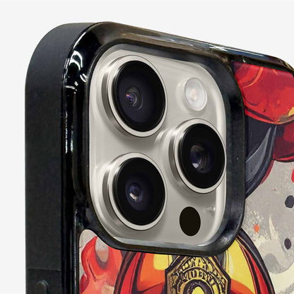 iPhone 15 Pro Max Case — Firefighter Pattern Flames Axes Helmets Seamless, Personalized Phone Case