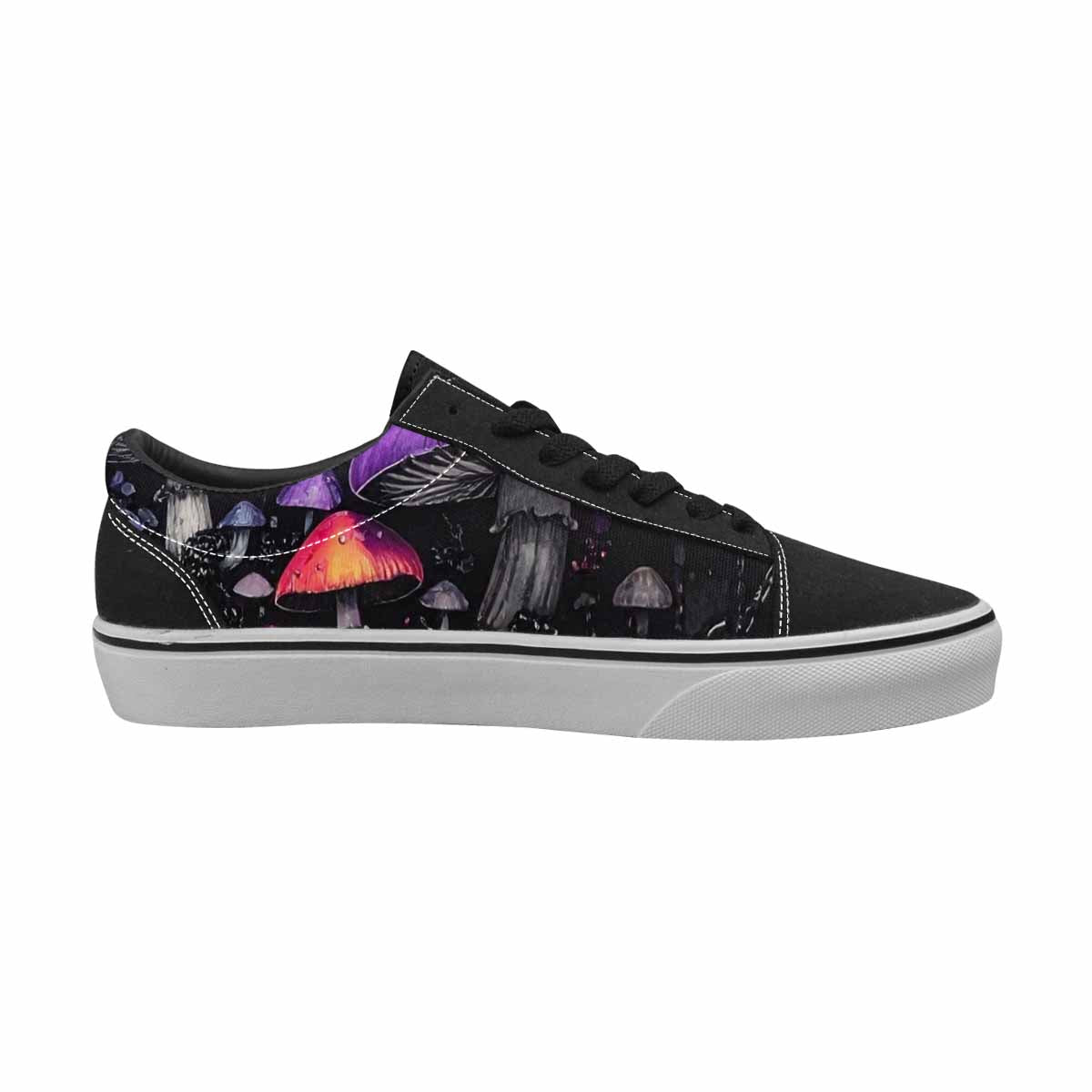 WOMEN'S Mushrooms Black & Purple Ink Canvas Personalized Neon Fantasy Shoes