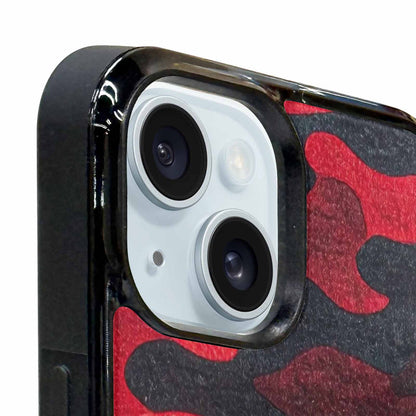 iPhone 15 Plus Case — Tactical Camo Red Black Custom, Custom Phone Case
