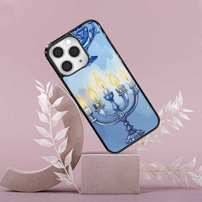 iPhone 15 Pro Max Case — Hanukkah Menorah Pattern Seamless Repeat Jewish, Custom Print Case Cover
