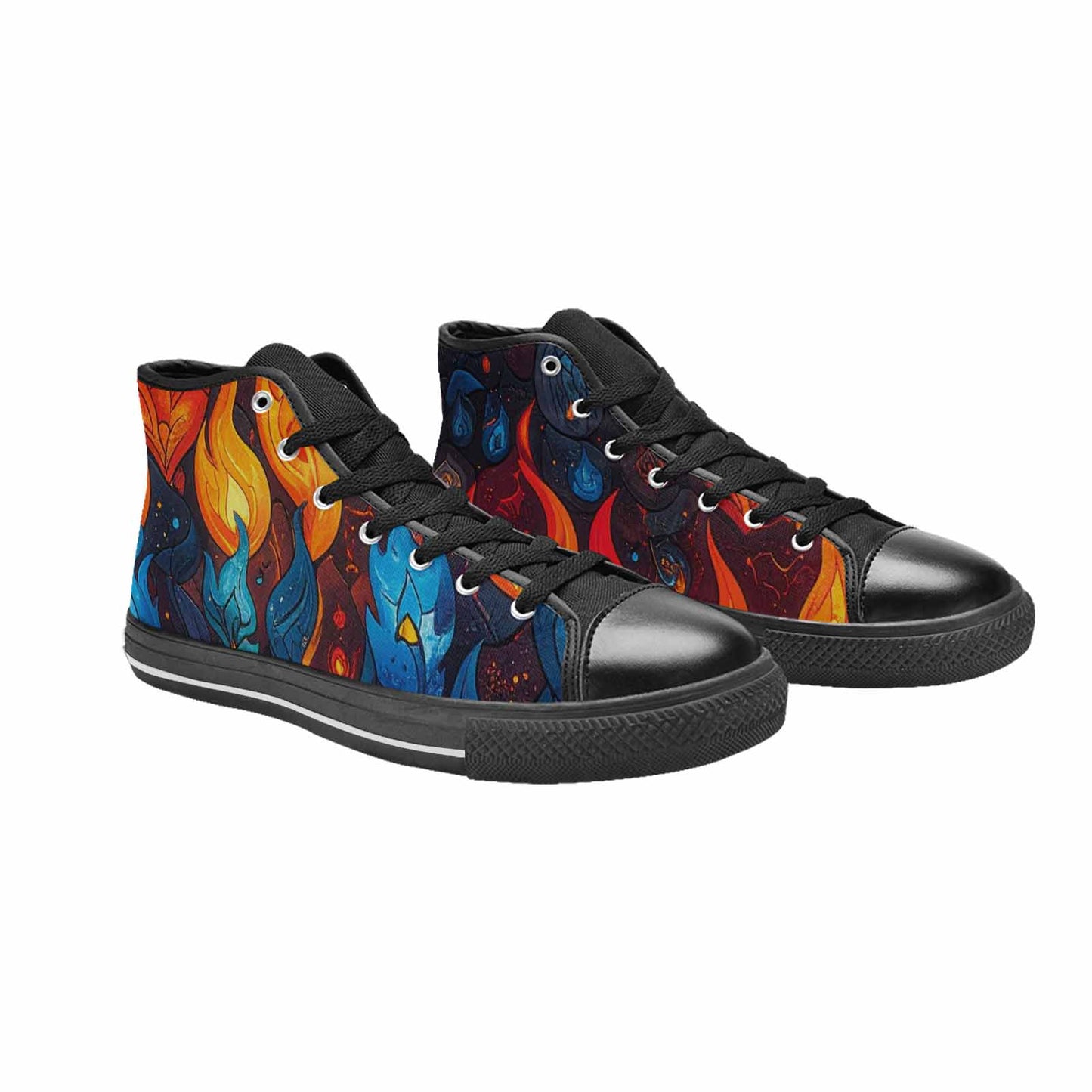 WOMEN'S Fire Flame High Top Canvas Cottagecore Shoes