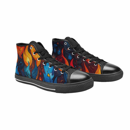 WOMEN'S Fire Flame High Top Canvas Cottagecore Shoes