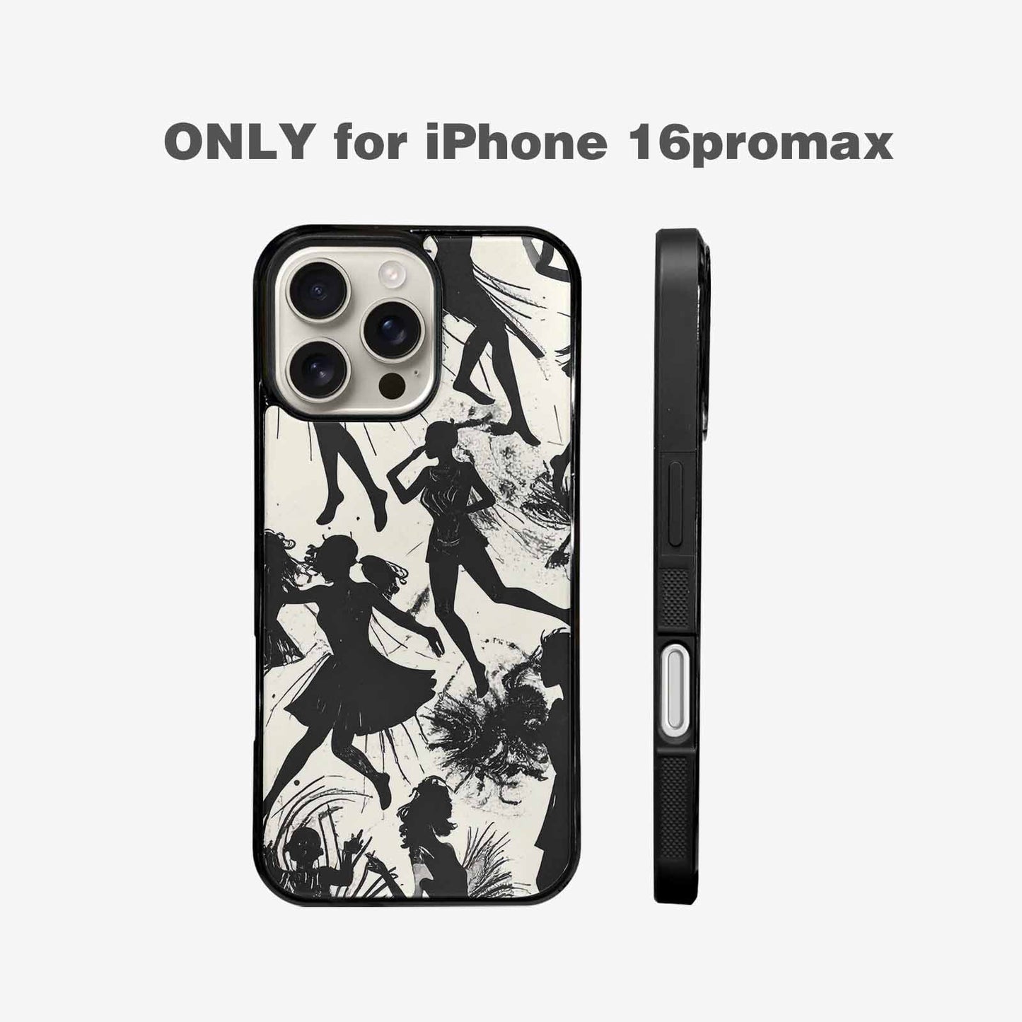 iPhone 16 Pro Max Case — Bold Dancing Figure Line Art Pattern, Custom Phone Case