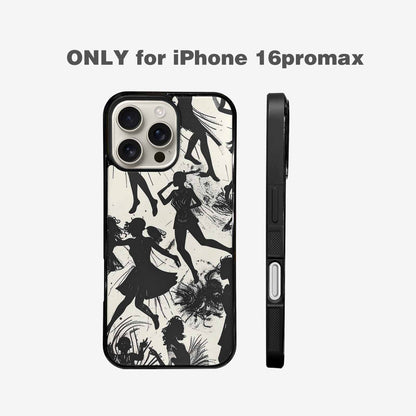 iPhone 16 Pro Max Case — Bold Dancing Figure Line Art Pattern, Custom Phone Case