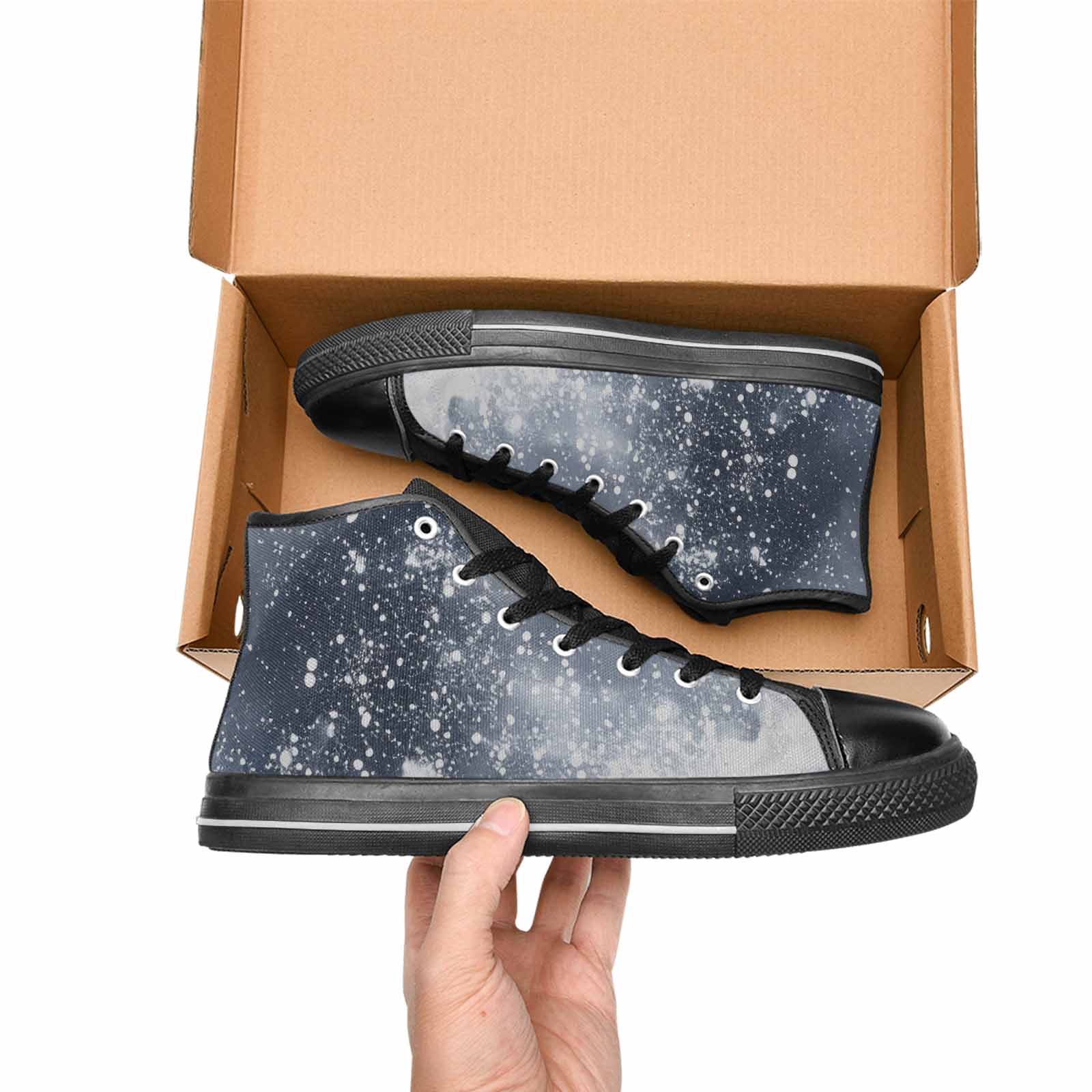 WOMEN'S Galaxy Art - High Top Canvas Grunge Custom Sneakers