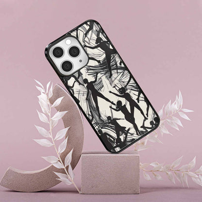 iPhone 15 Pro Max Case — Bold Dancing Figure Line Art Pattern, Custom Designed Case Cover