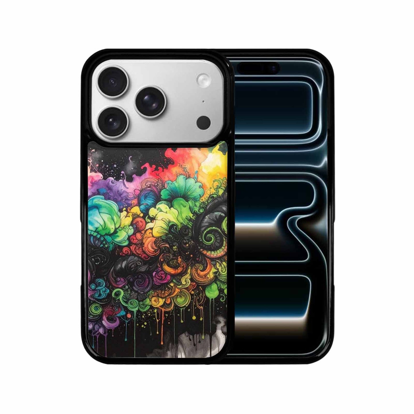 iPhone 17 Pro Case — Black Green Ink Tie Dye Tie, Custom Phone Case