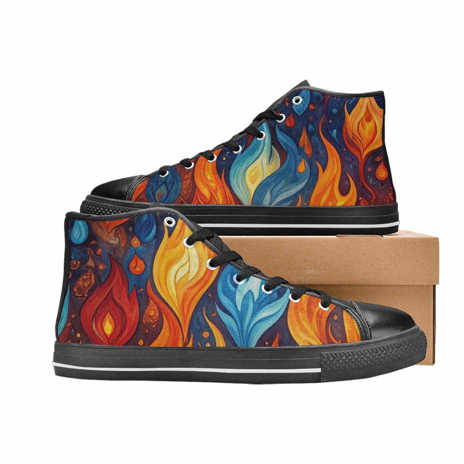 MEN'S Fire Flame High Top Canvas Dark Academia Shoes