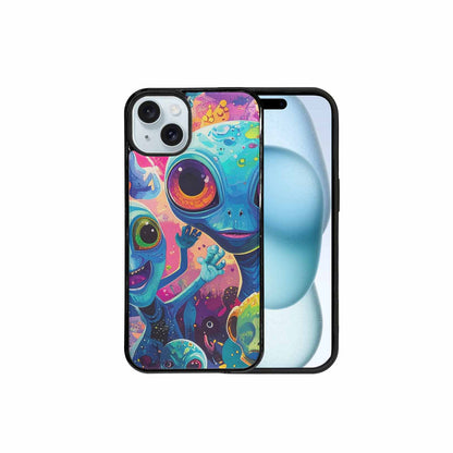 iPhone 15 Plus Case — Cartoon Alien Characters, Custom Print Case Cover