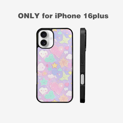 iPhone 16 Plus Case — Cute Kawaii Style Generic Icons Stars, Customized Protective Case