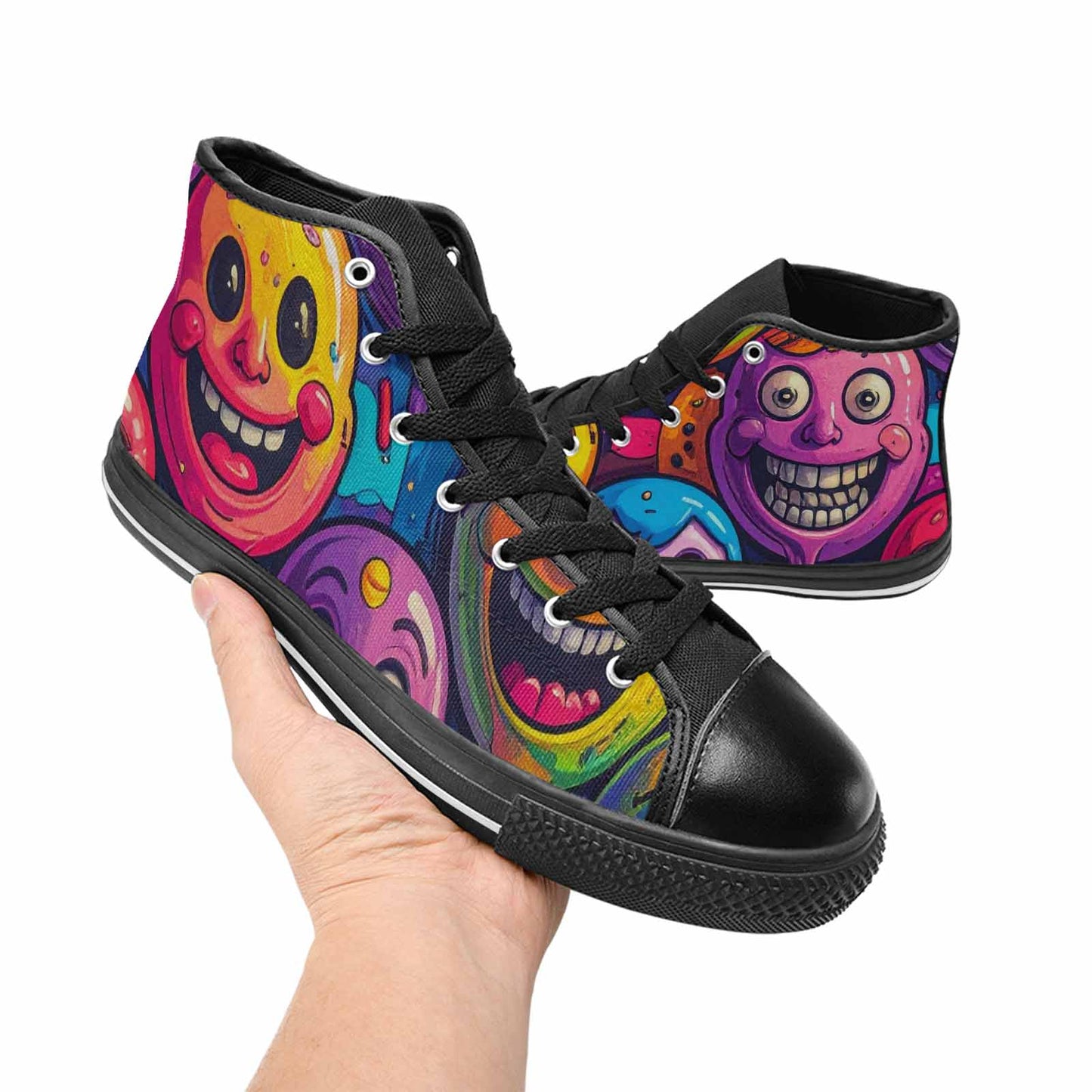 MEN'S Funny Looking Cartoon High Top Canvas Cottagecore Custom Sneakers