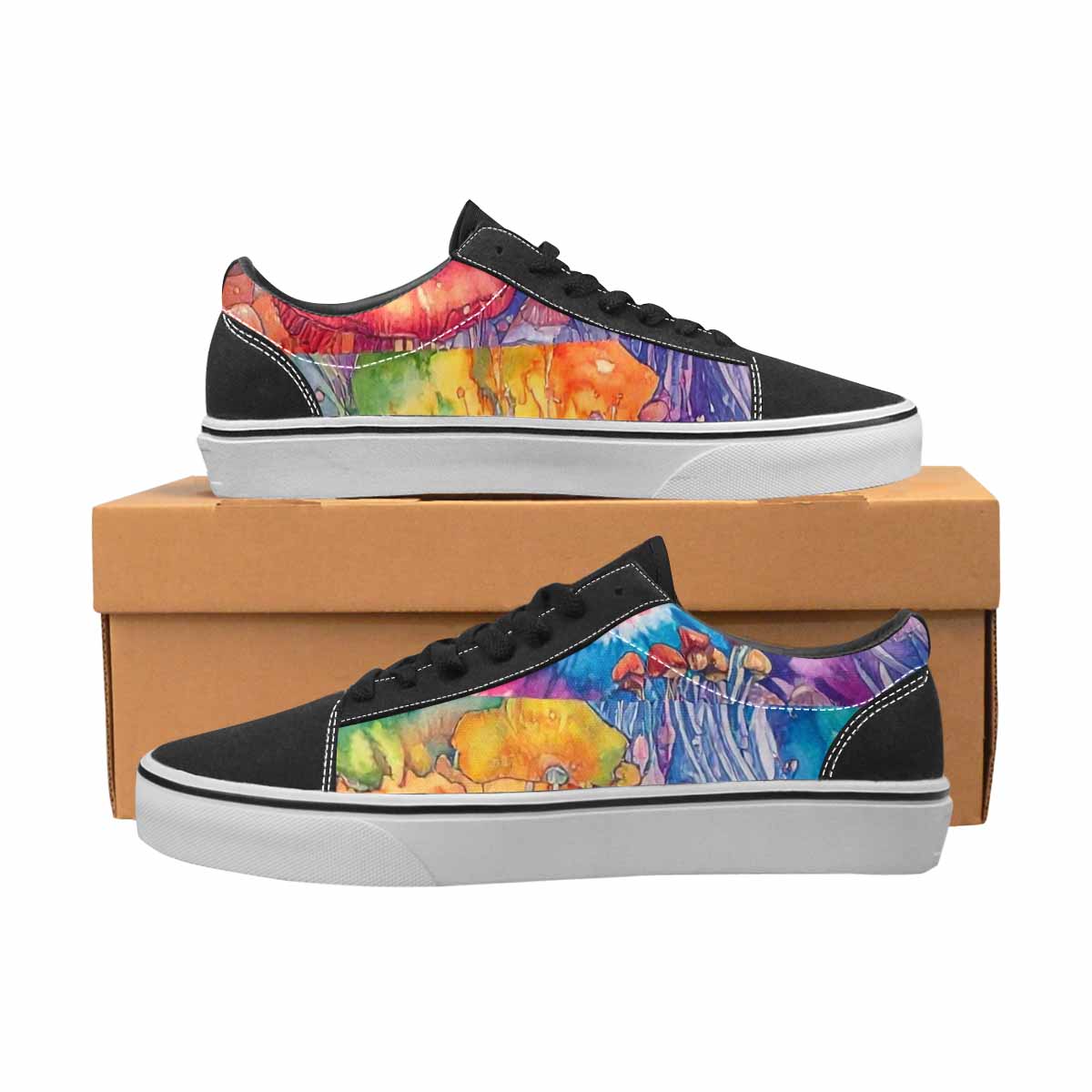 WOMEN'S Mushrooms  Tie Dye Lace-Up Canvas Wallpaper Art Custom Sneakers