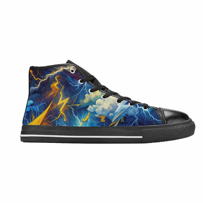 WOMEN'S Lightning Bolt High Top Canvas Wallpaper Art Sneakers