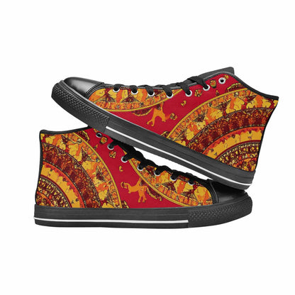 WOMEN'S Mandala Lions High Top Canvas Grunge Sneakers