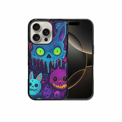 iPhone 16 Pro Case — Mixed Toxic Glow Creature Pattern Hundreds, Custom Print Case Cover