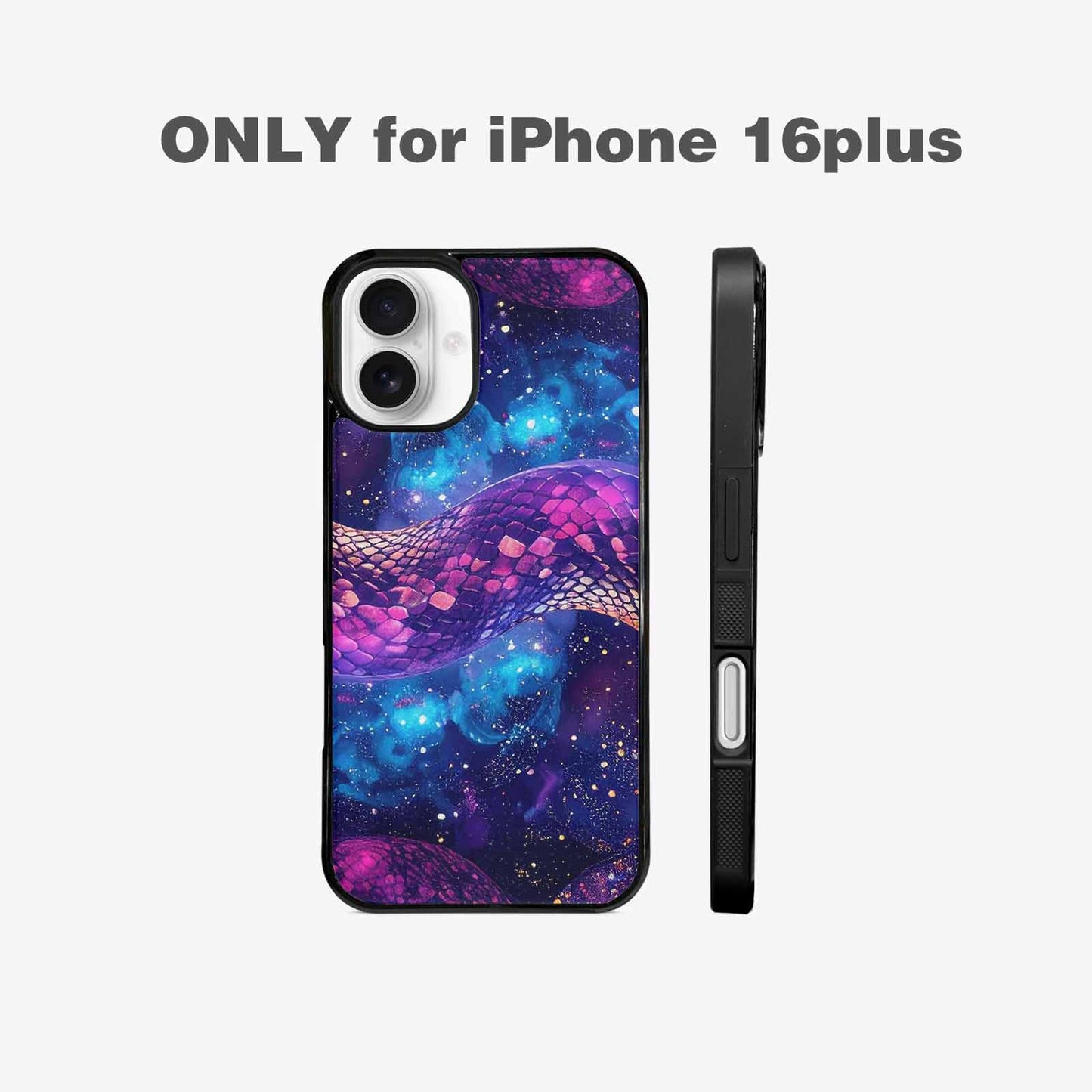 iPhone 16 Plus Case — Galaxy Snake Print, Custom Designed Case Cover