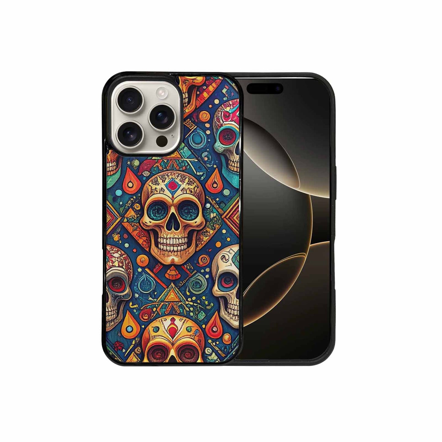 iPhone 16 Pro Max Case — Sacred Geometry Lots Of Skulls Seamless, Customized Protective Case
