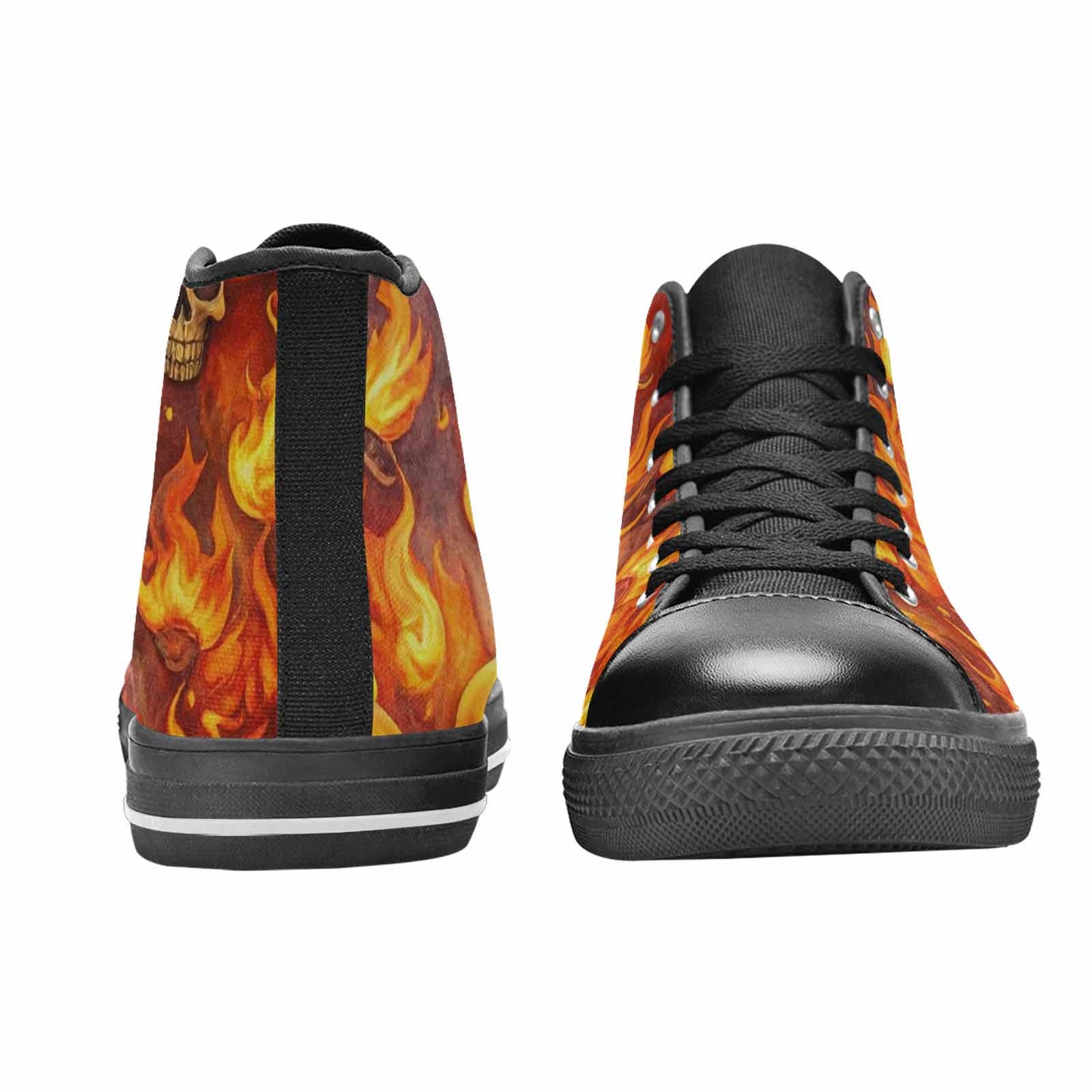 MEN'S Skulls - Flaming High Top Canvas Aesthetic Custom Sneakers