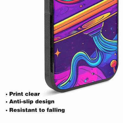 iPhone 15 Plus Case — Alien Ufo Cartoon Art Pattern Groovy, Custom Designed Case Cover