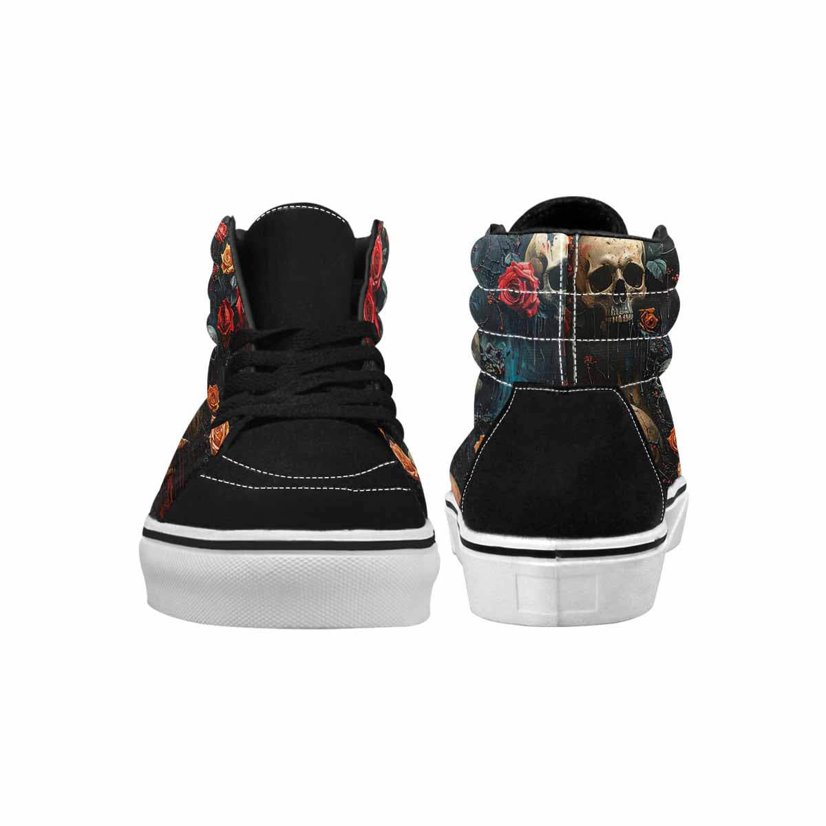 MEN'S Skulls Roses Melting Skulls High Top Canvas Neon Fantasy Shoes