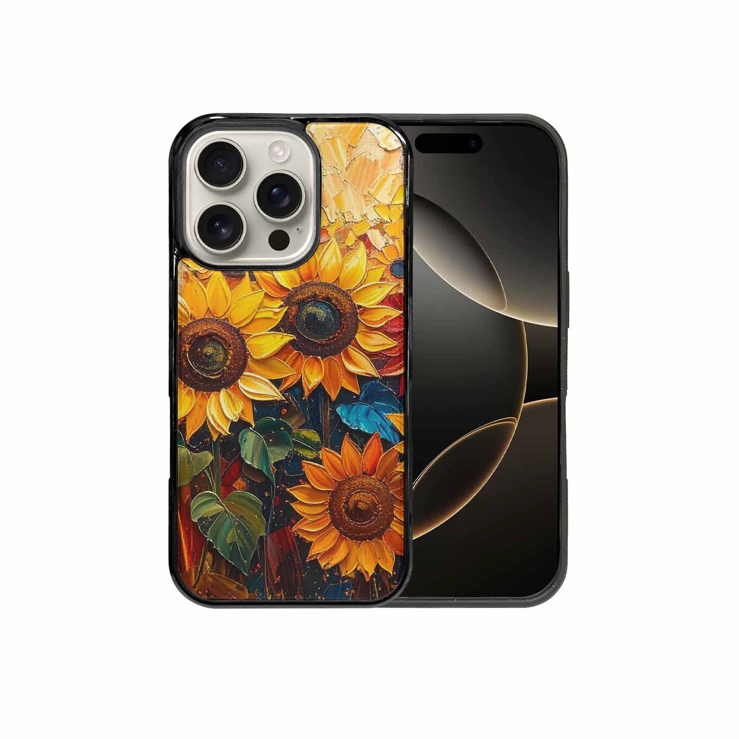 iPhone 16 Pro Case — Impressionist Sunflower Brushstroke Pattern Hundreds Of, Custom Printed Phone Case