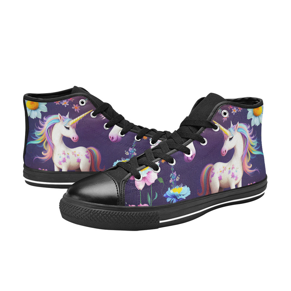 MEN'S Unicorns Please Men’S High Top Canvas Neon Fantasy Sneakers