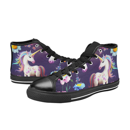 MEN'S Unicorns Please Men’S High Top Canvas Neon Fantasy Sneakers