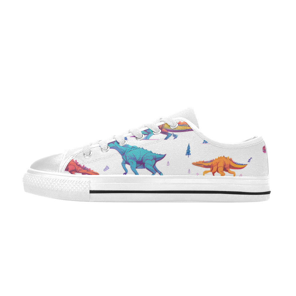 WOMEN'S Dino Print Art Canvas Vibrant Chaos Custom Shoes