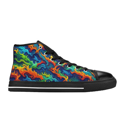 MEN'S Psychedelic Camo Rhythm Men’S High Top Canvas Cottagecore Custom Sneakers